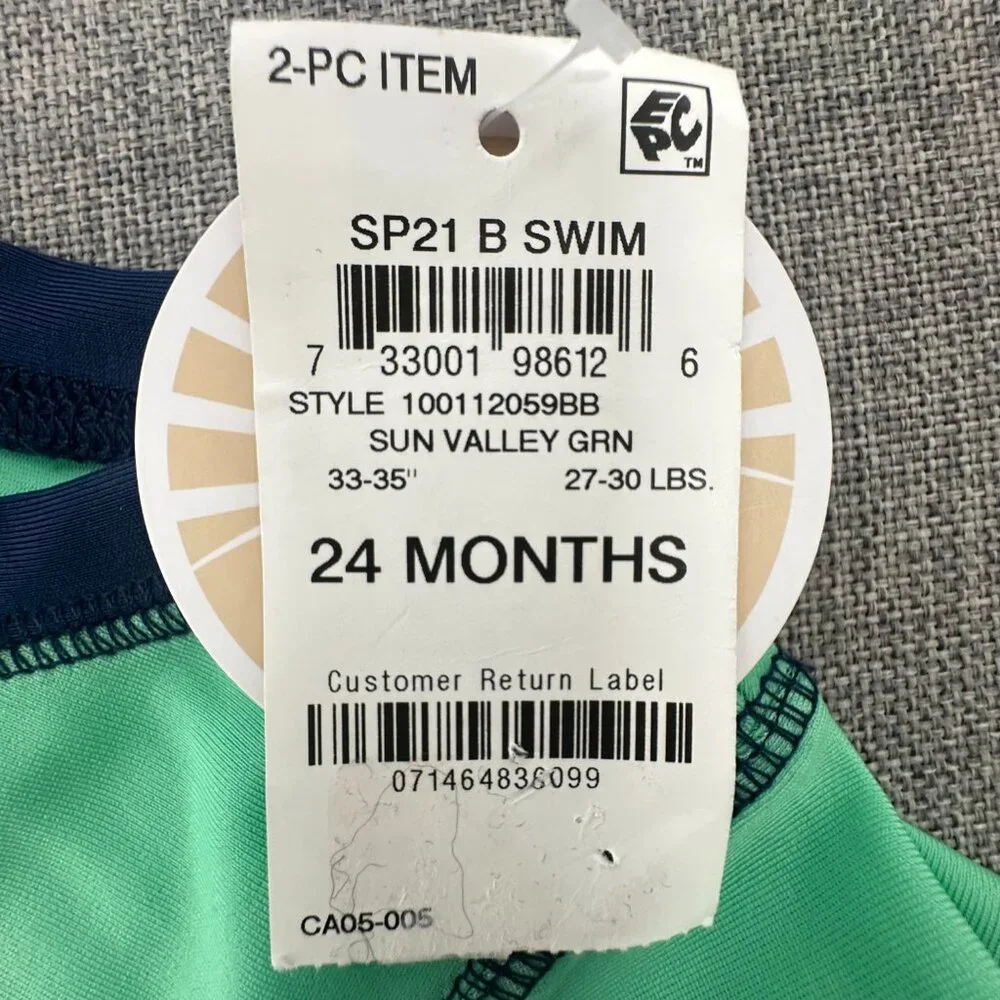 NEW! First impressions Baby Boys Swim Top 24 Months Sun Valley Green UPF50 Polye